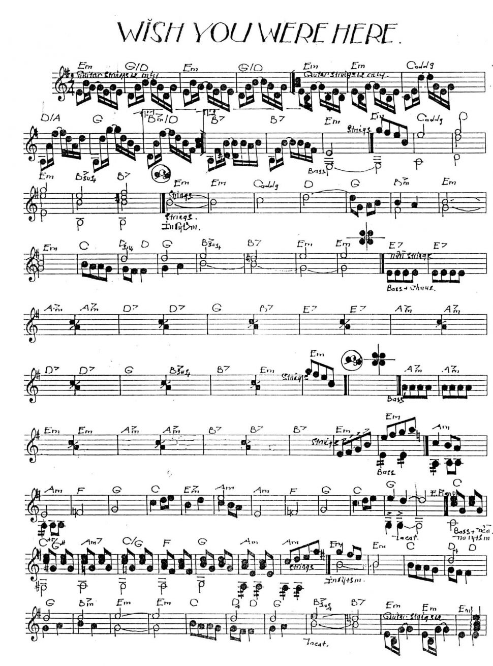 Wish You Were Here sheet