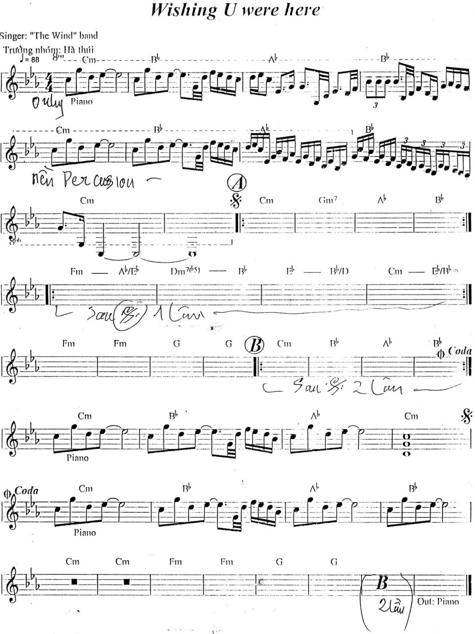 Wishing You Were Here sheet