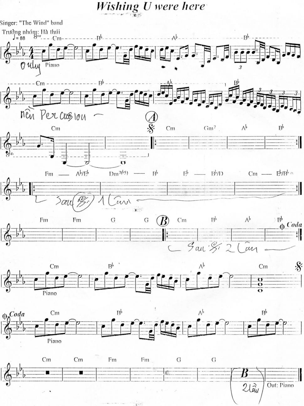 Wishing You Were Here sheet