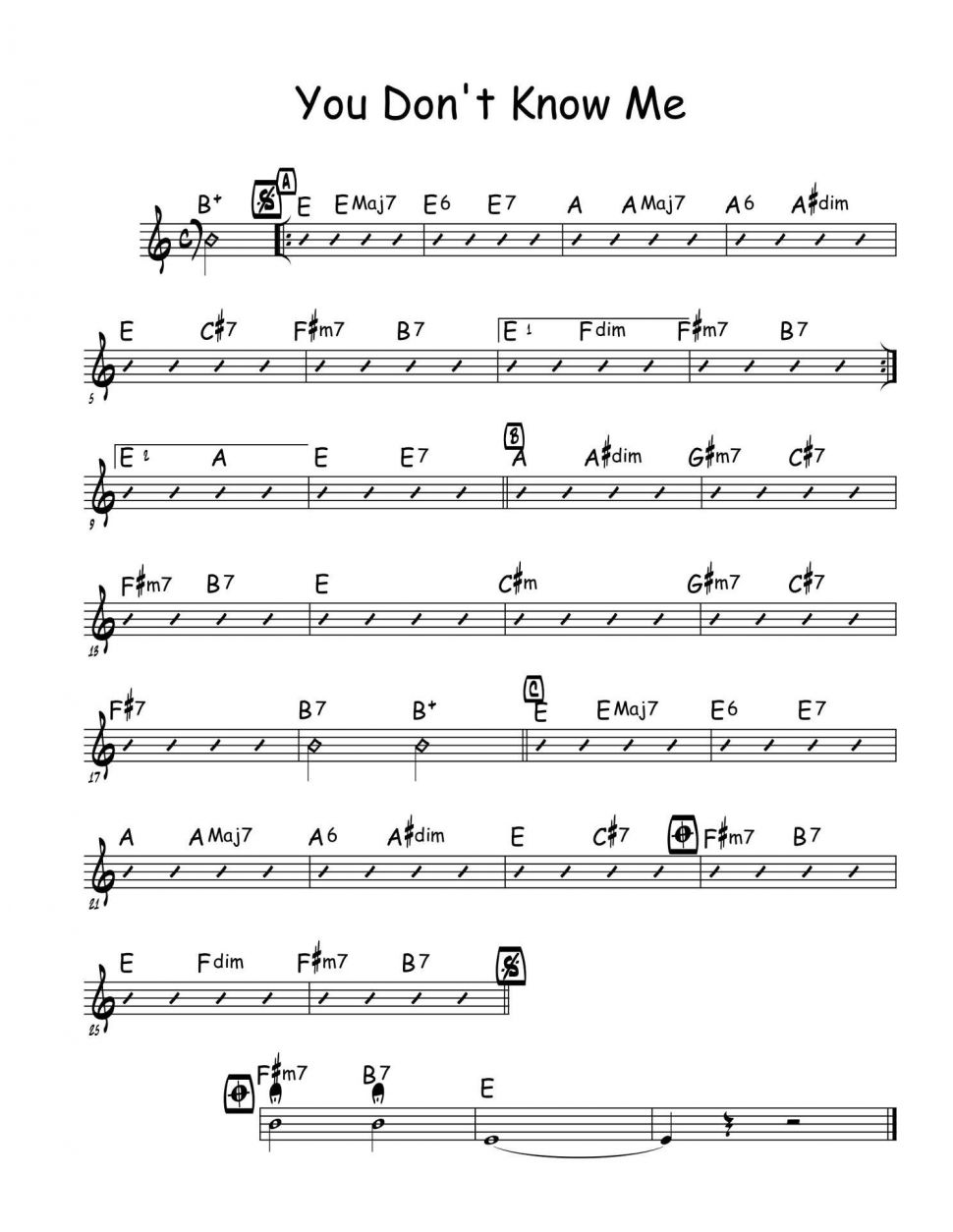 You don't know me sheet 