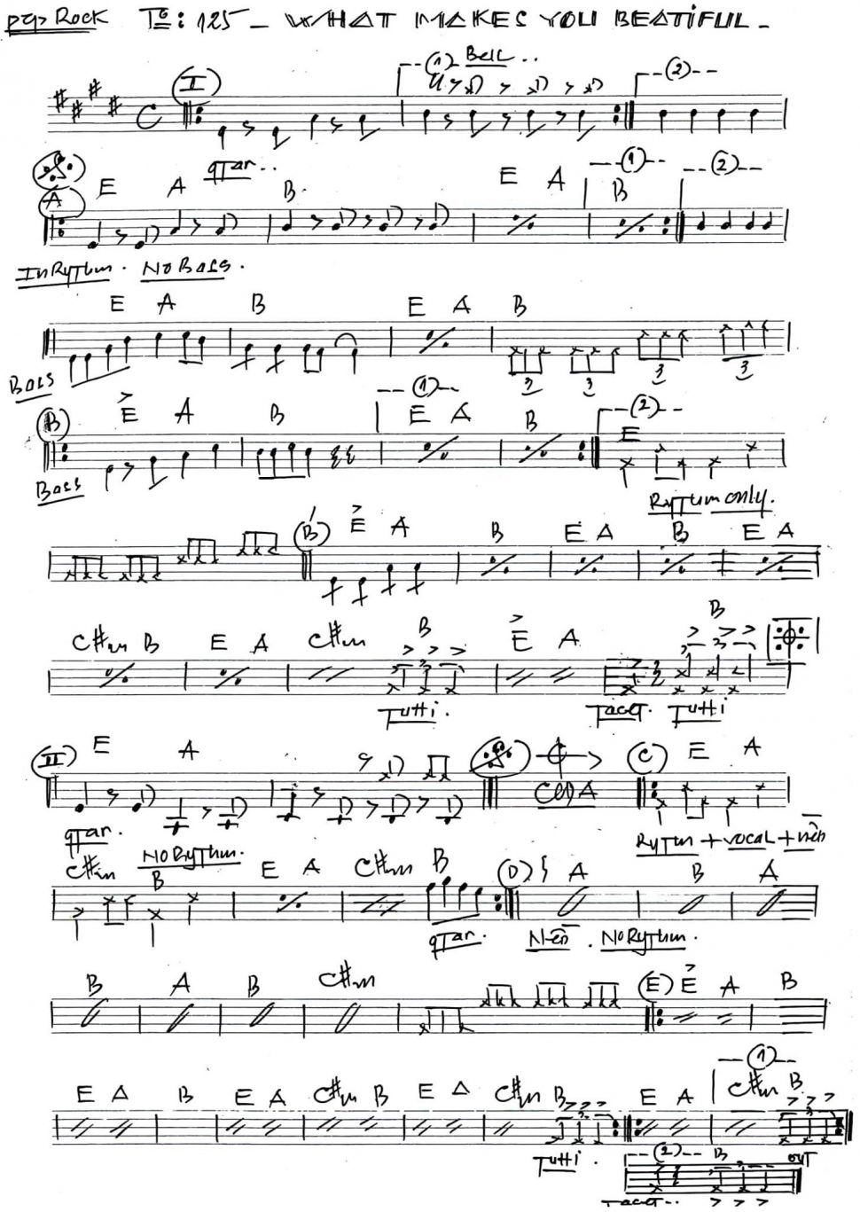 What Makes You Beatiful sheet