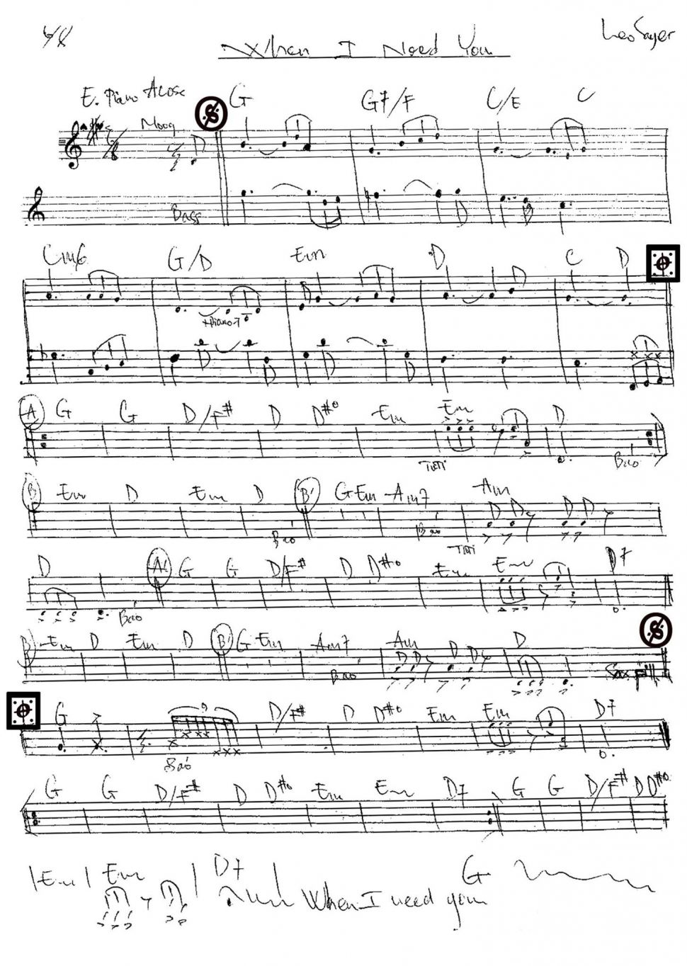 When I Need You sheet