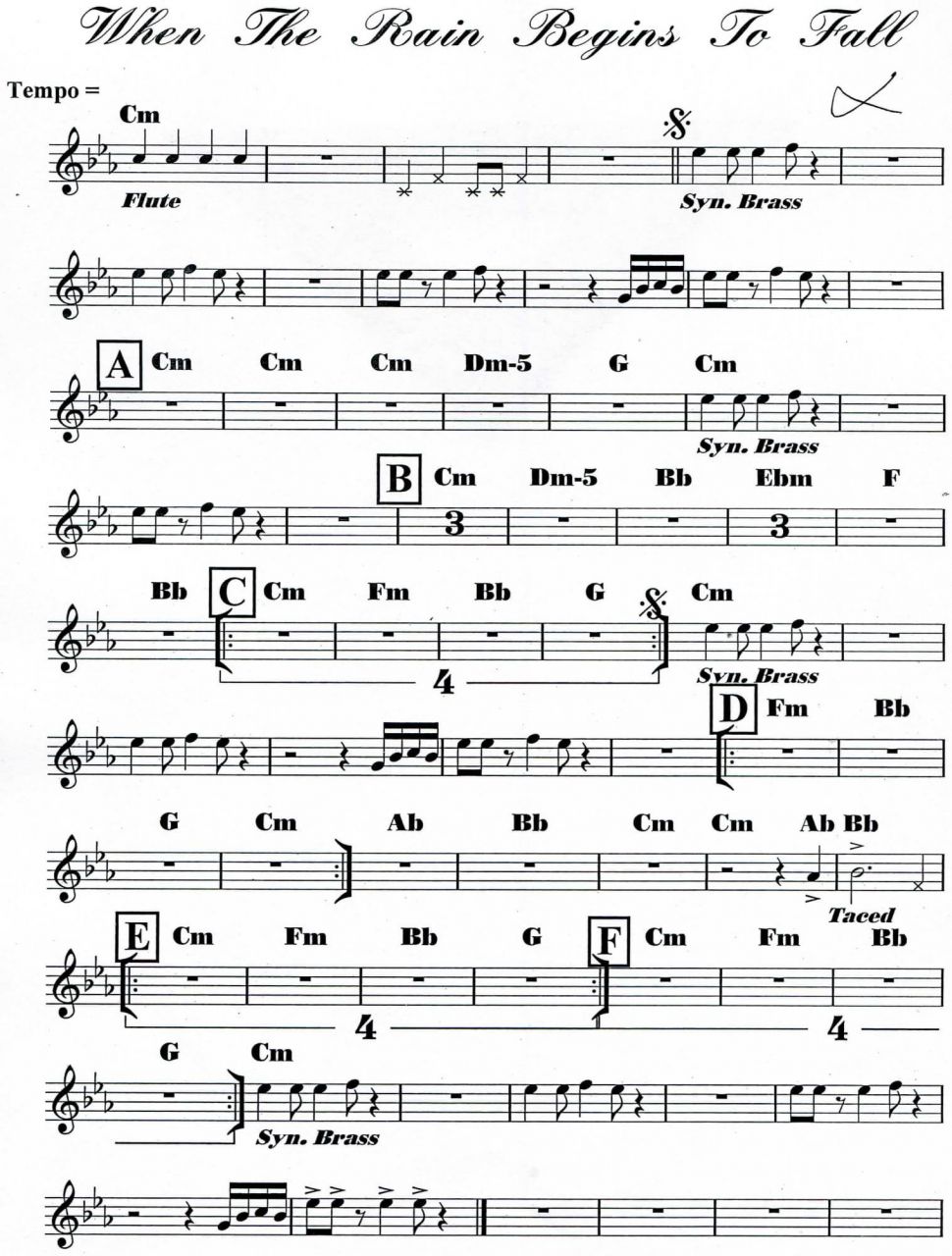 When The Rain Begins To Fall sheet