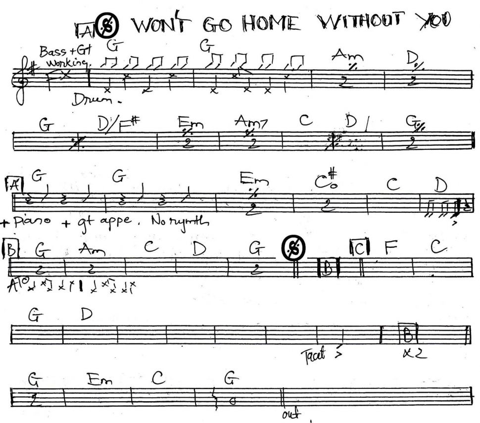 Won't Go Home Without You sheet