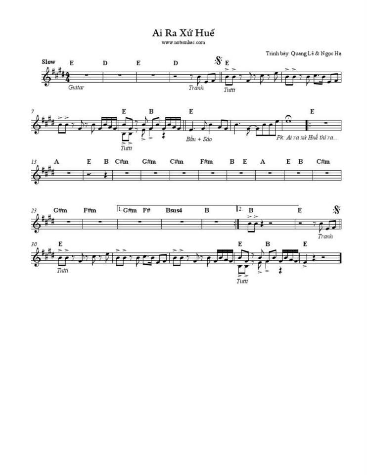 Ai ra xứ huế sheet