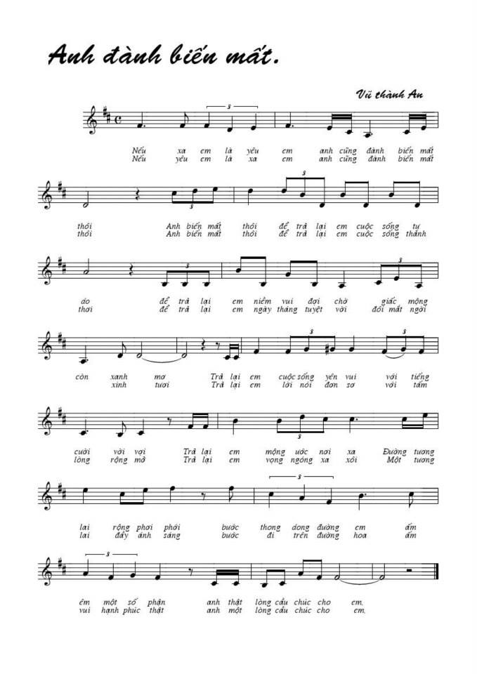 Anh đành biến mất sheet