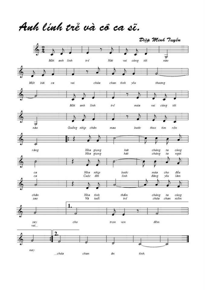 Anh lính trẻ và cô ca sĩ sheet