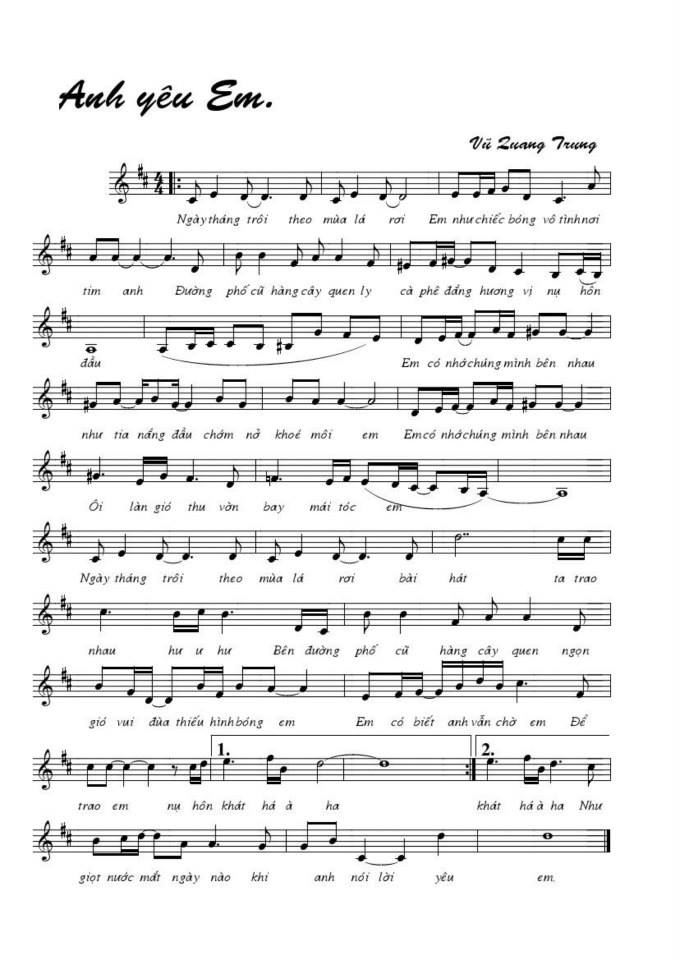 Anh yêu em sheet