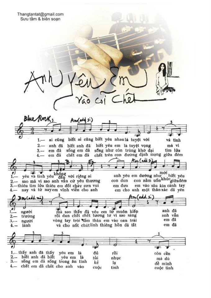 Anh yêu em vào cõi chết sheet