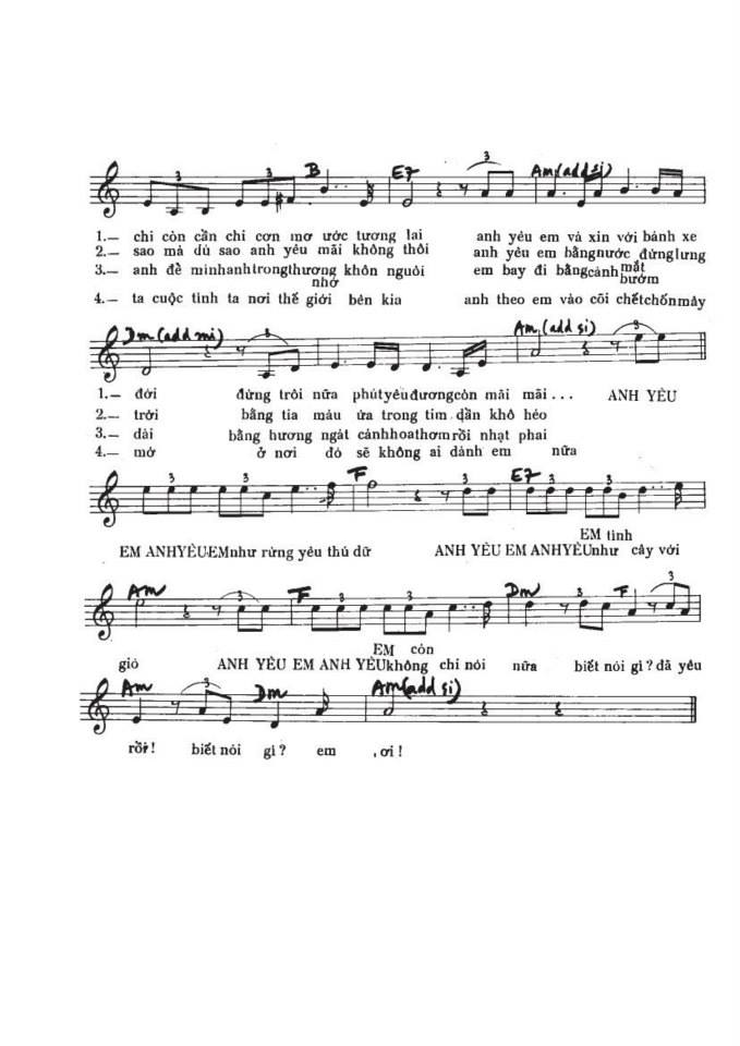 Anh yêu em vào cõi chết sheet có lời