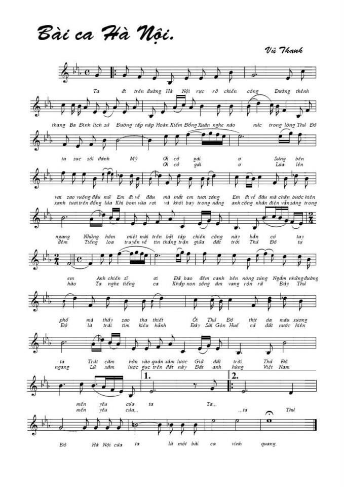 Bài Ca Hà Nội sheet