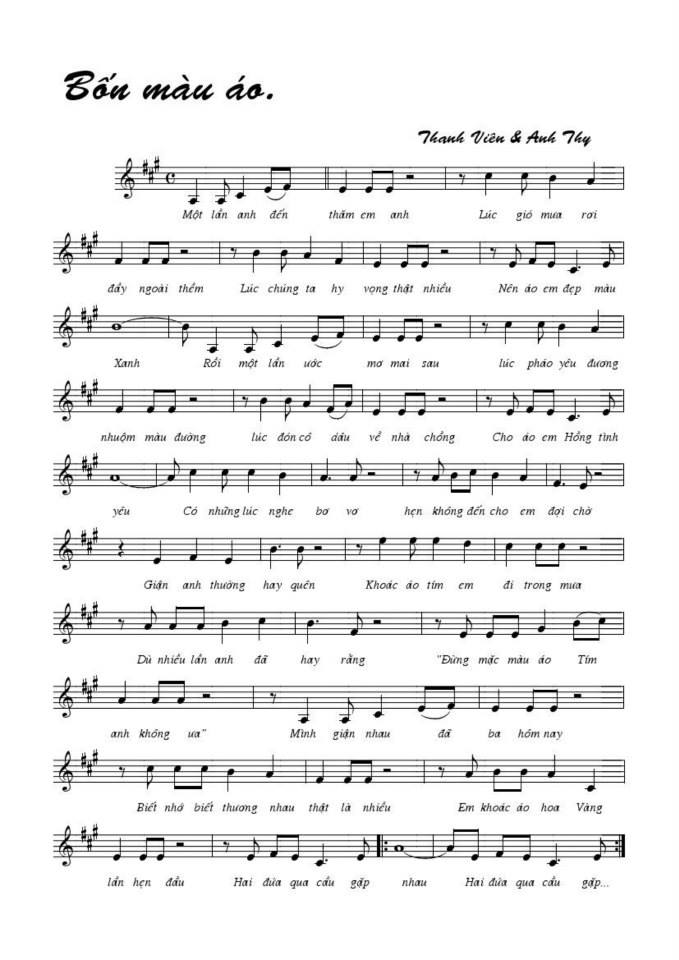 Bốn Màu Áo sheet