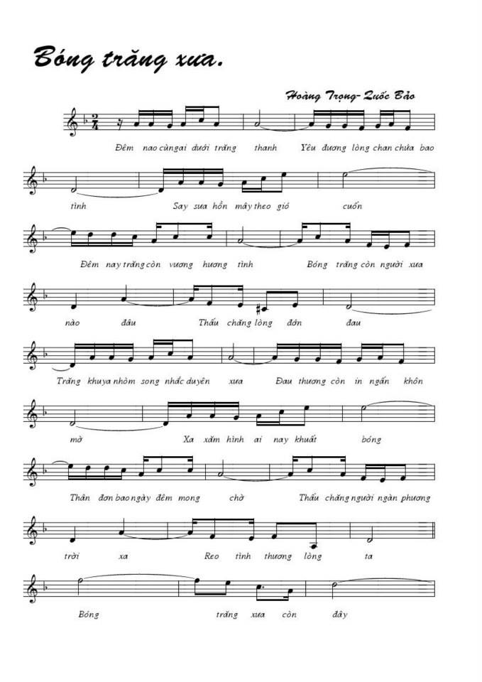 Bóng Trăng Xưa sheet