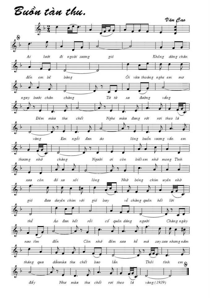 Buồn Tàn Thu sheet