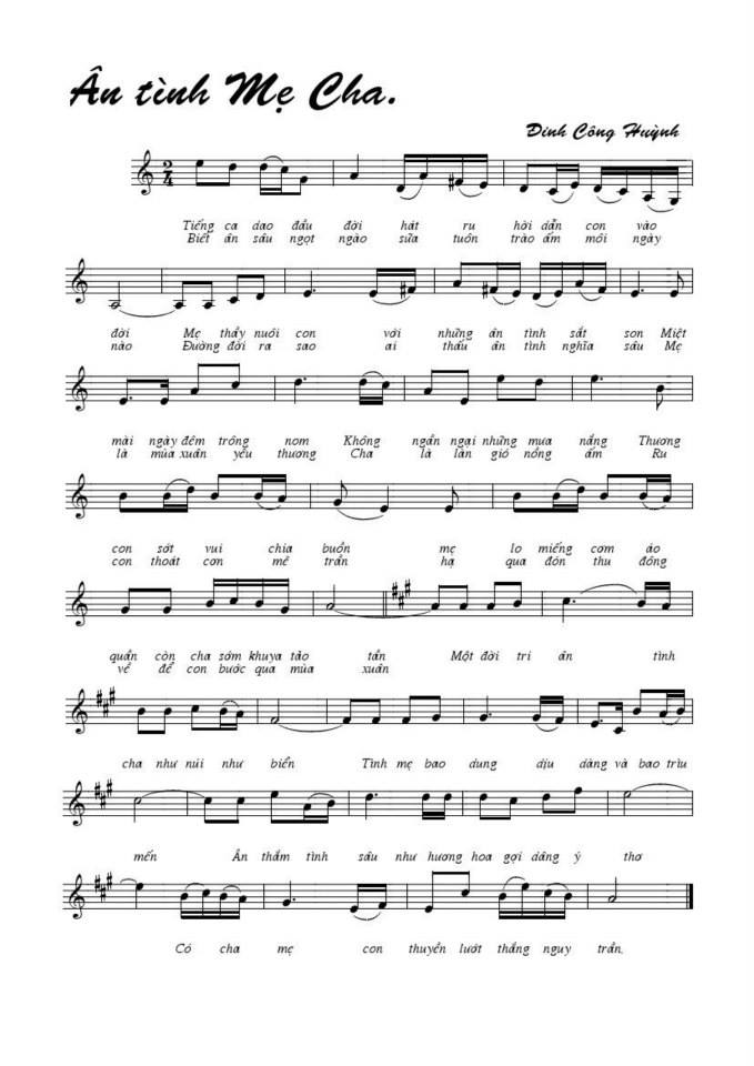 Ân tình mẹ cha sheet