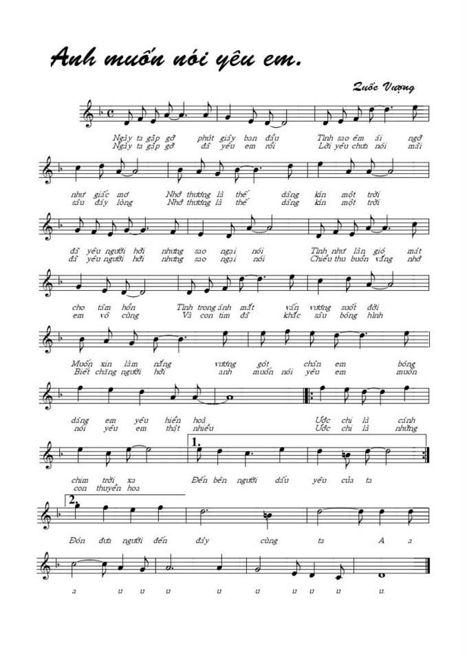 Anh muốn nói yêu em sheet
