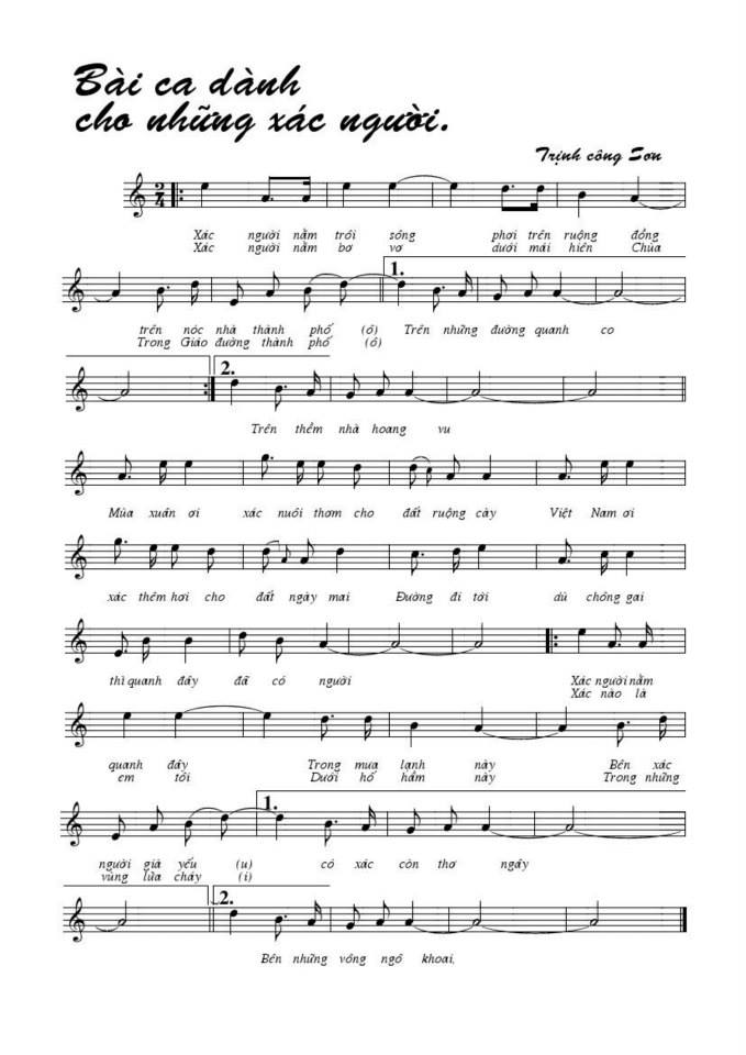 Bài Ca Dành Cho Những Xác Người sheet