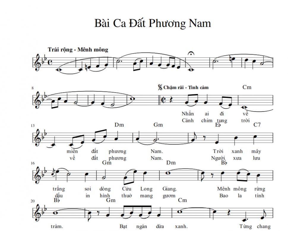 Bài Ca Đất Phương Nam sheet