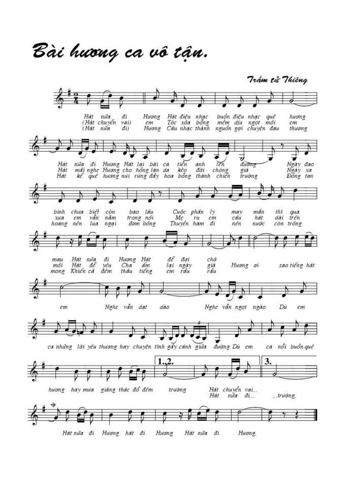Bài Hương Ca Vô Tận sheet