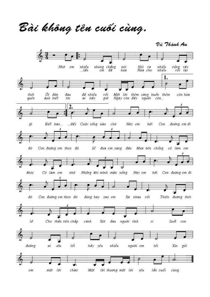 Bài Không Tên Cuối Cùng sheet