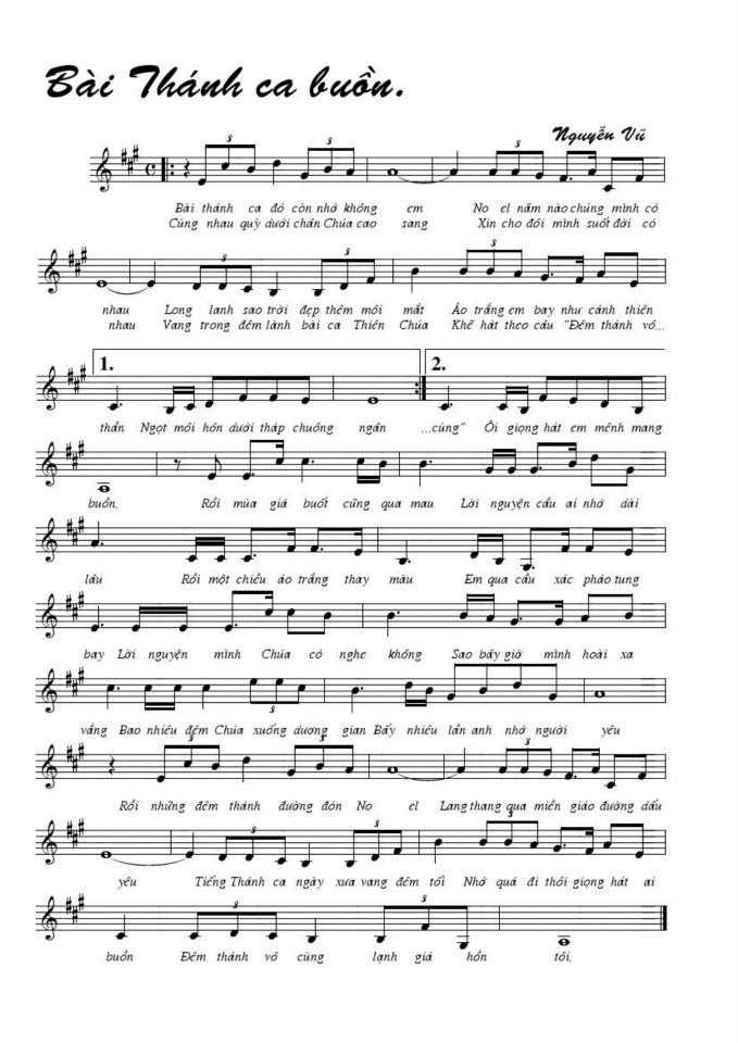 Bài Thánh Ca Buồn sheet