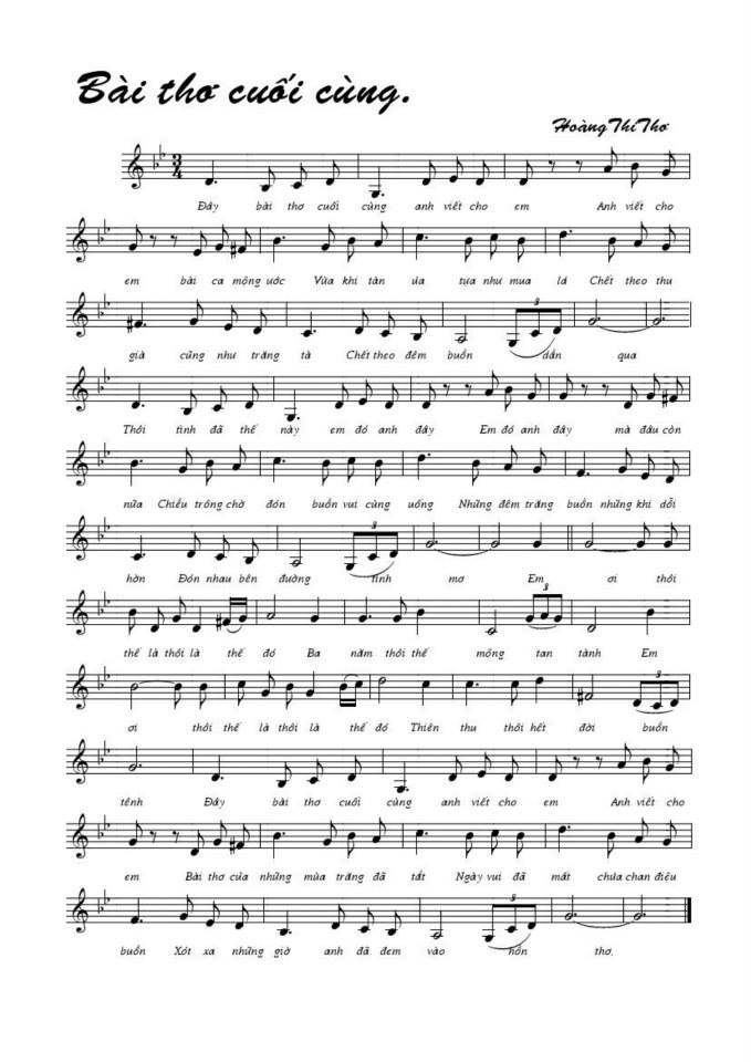 Bài Thơ Cuối Cùng sheet