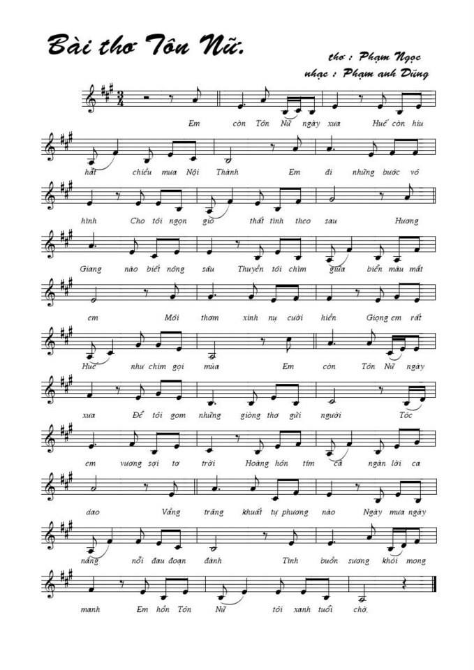 Bài Thơ Tôn Nữ sheet