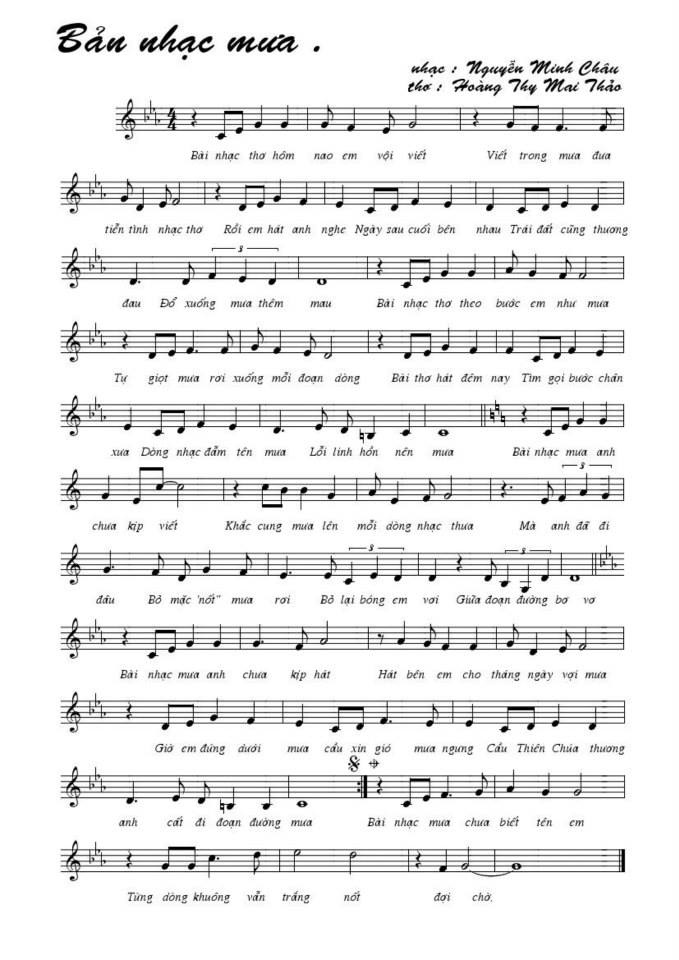 Bản Nhạc Mưa sheet