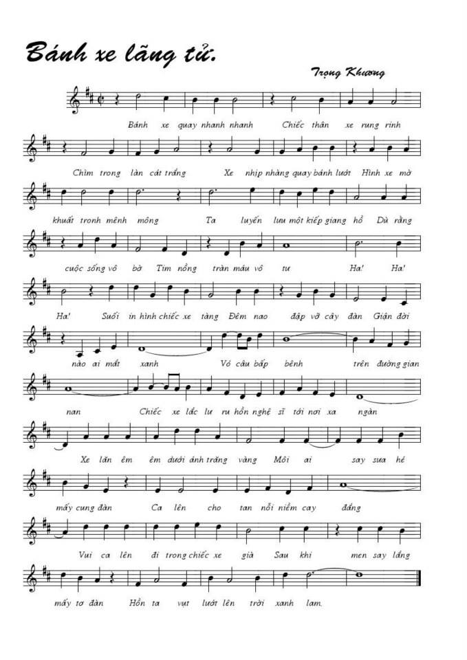 Bánh Xe Lãng Tử sheet