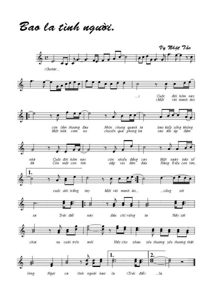 Bao La Tình Người sheet