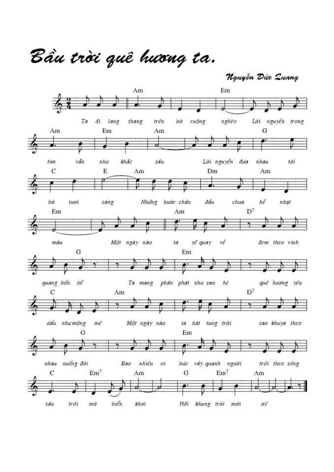 Bầu Trời Quê Hương Ta sheet