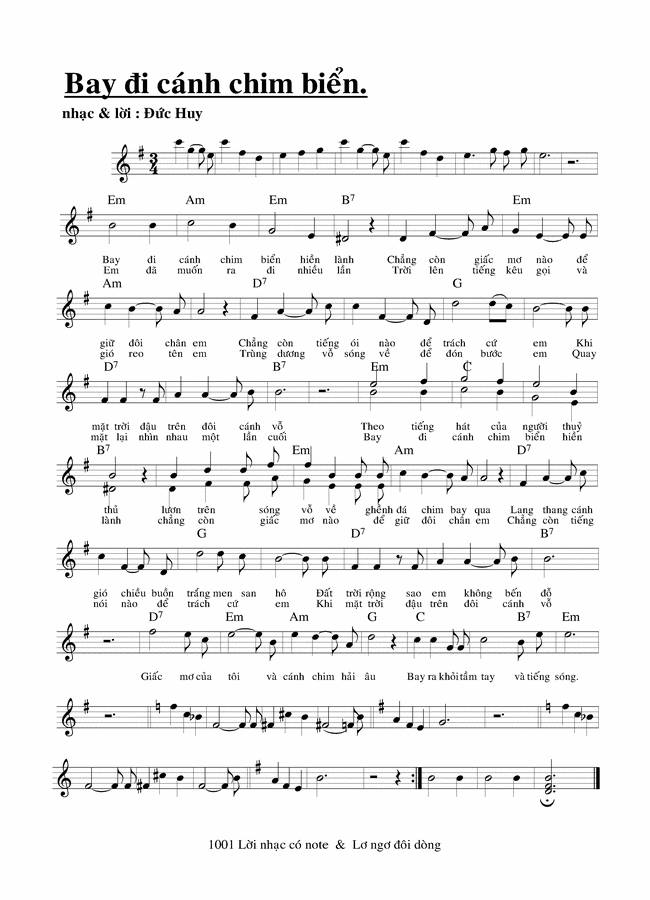 Bay Đi Cánh Chim Biển sheet