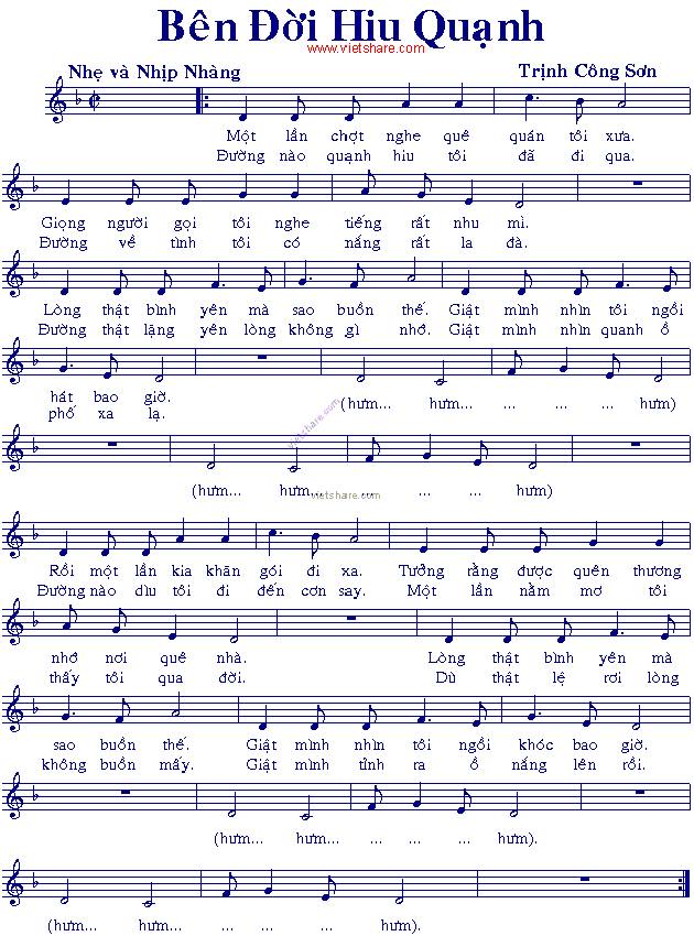 Bên Đời Hiu Quạnh sheet