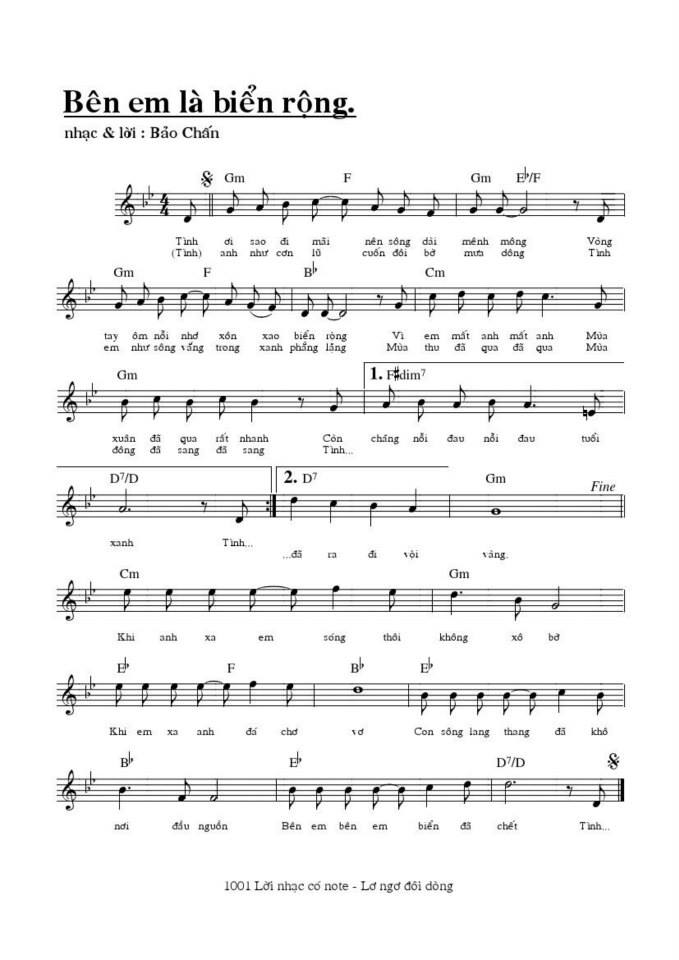 Bên Em LÀ Biển Rộng sheet