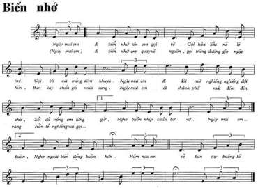 Biển Nhớ sheet có lời