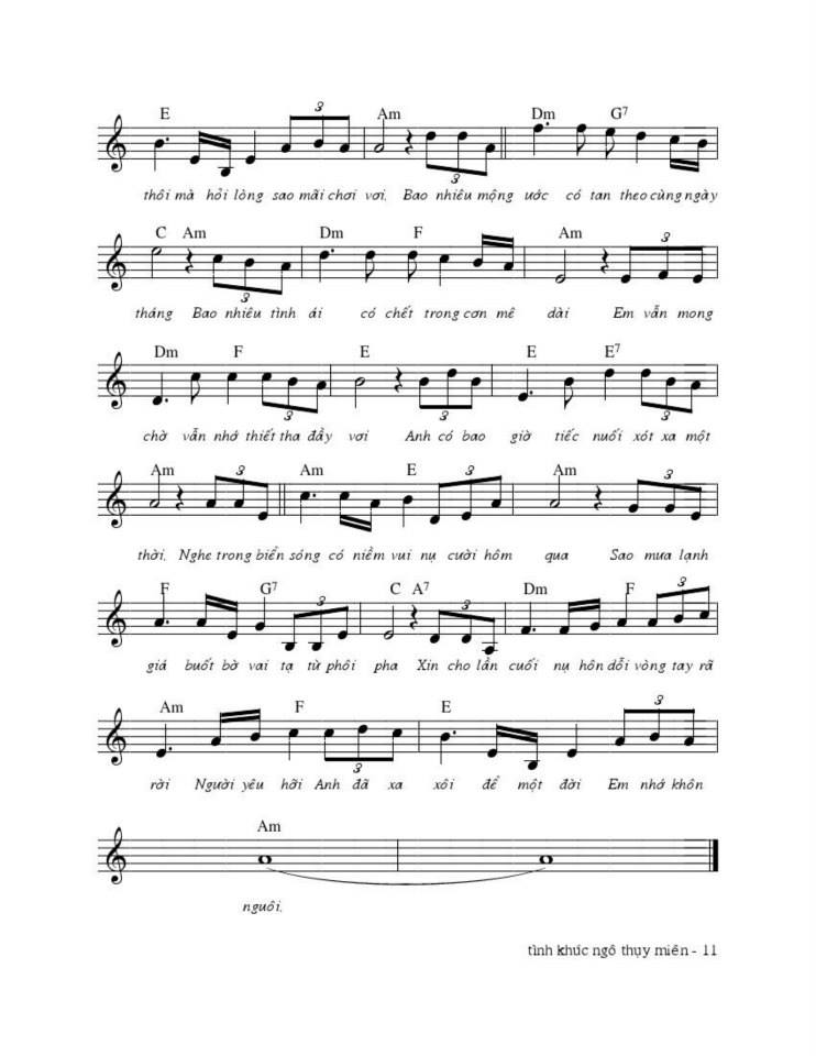 Biển Và Em sheet có lời