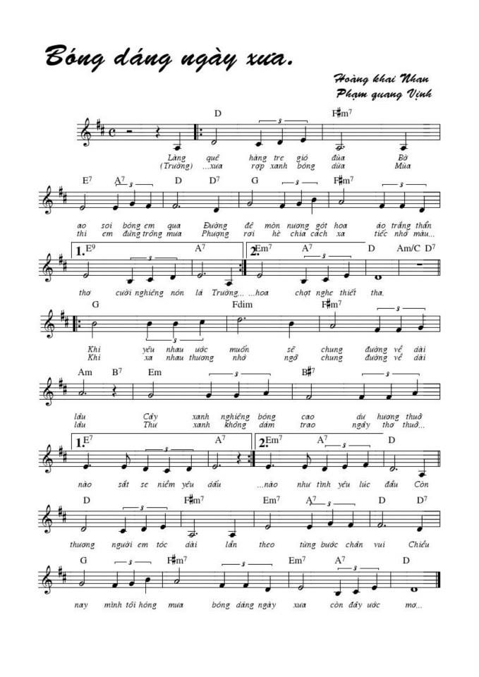 Bóng Dáng Ngày Xưa sheet