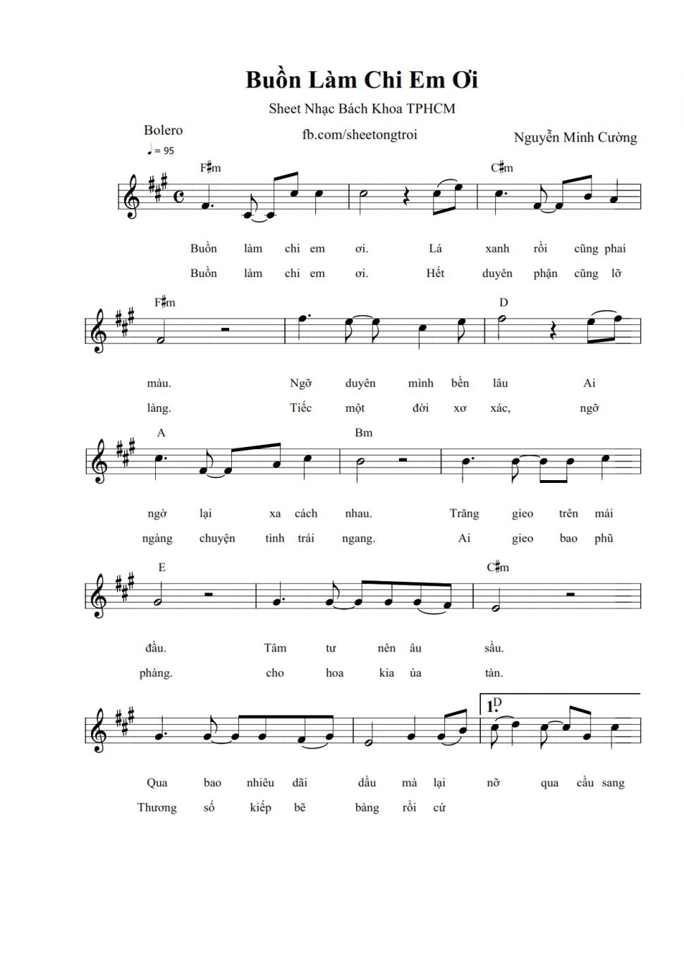 Buồn Làm Chi Em Ơi sheet