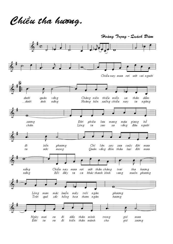 Chiều tha hương sheet