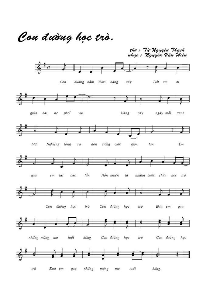 Con đường học trò sheet