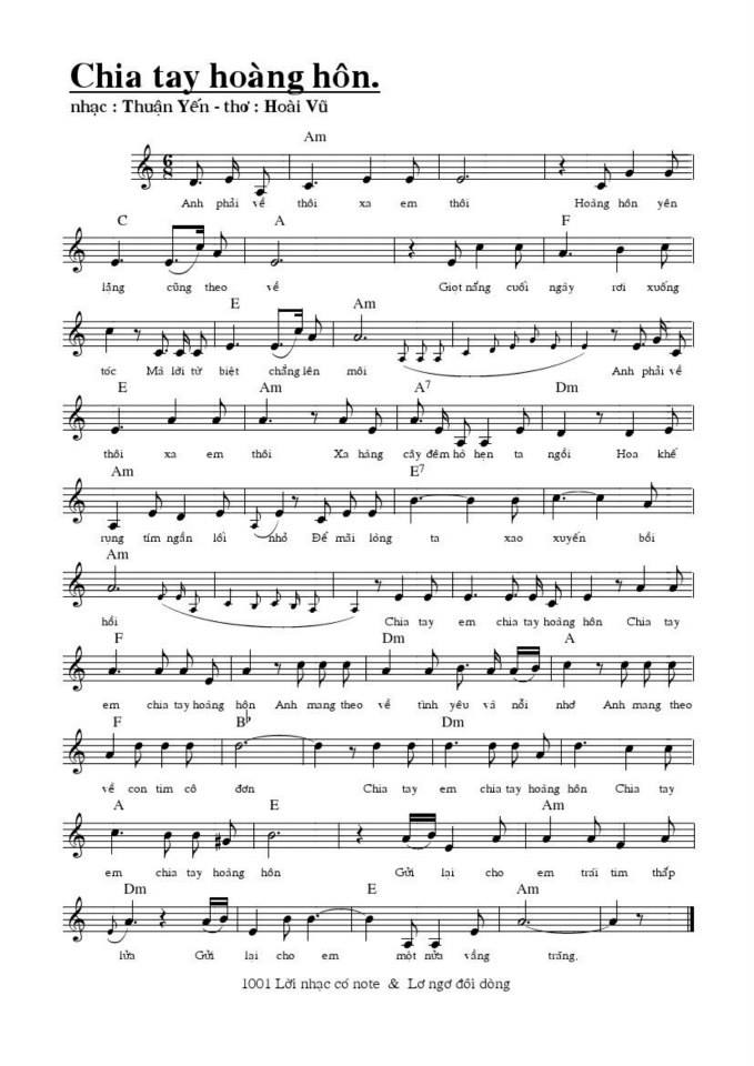 Chia tay hoàng hôn sheet