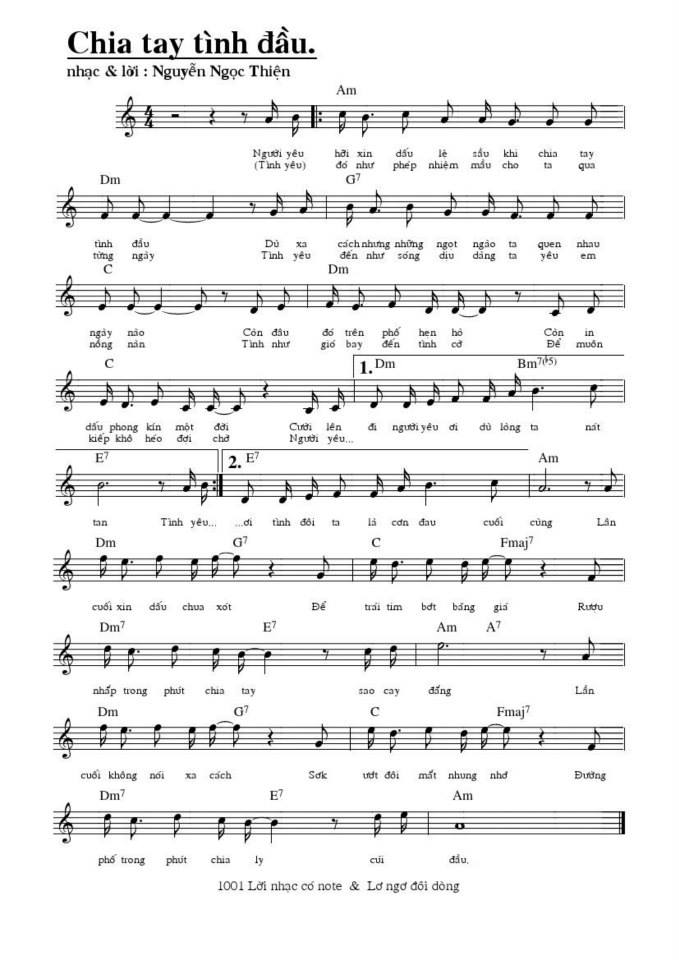 Chia tay tình đầu sheet