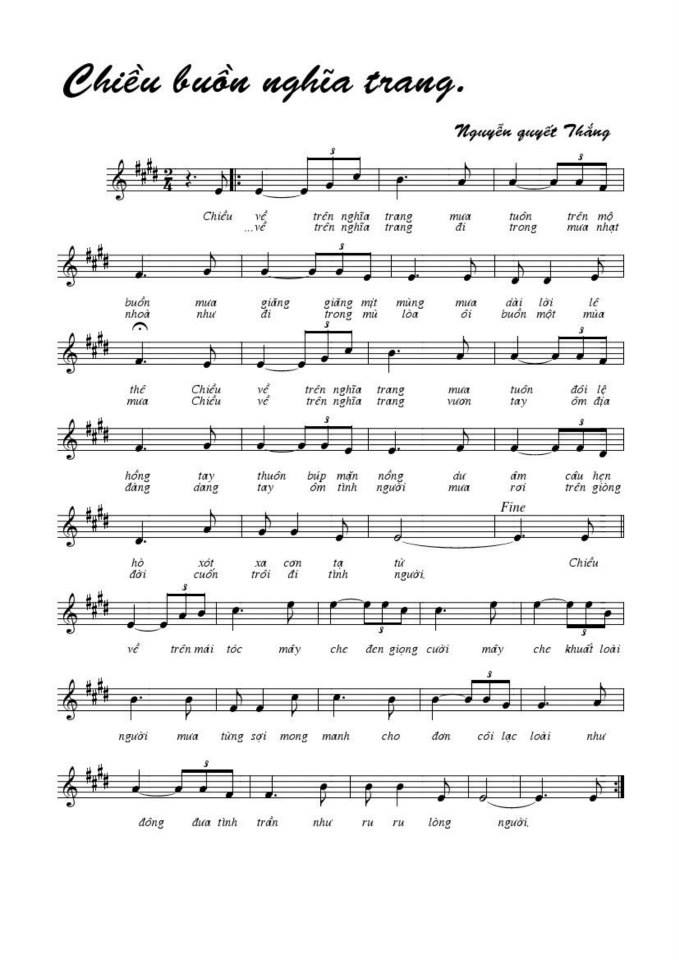 Chiều buồn nghĩa trang sheet