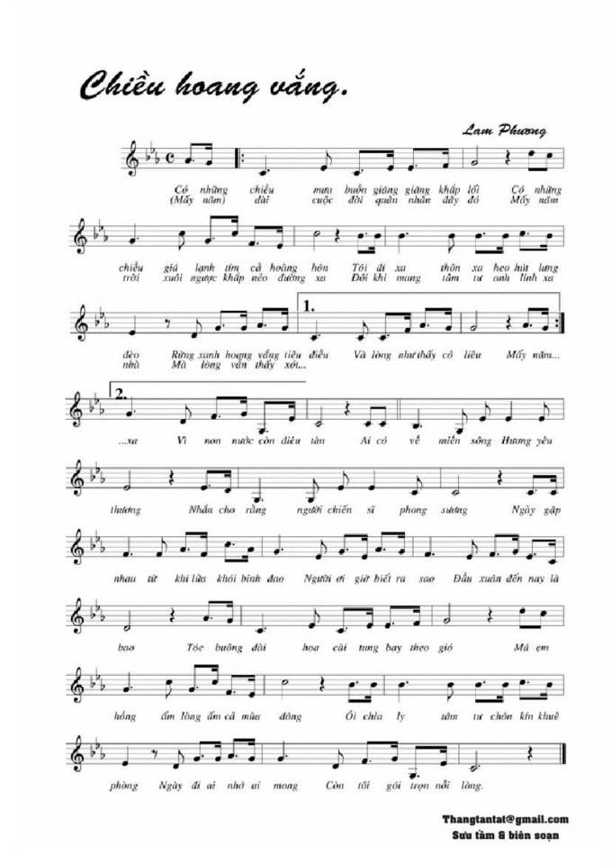 Chiều hoang vắng sheet