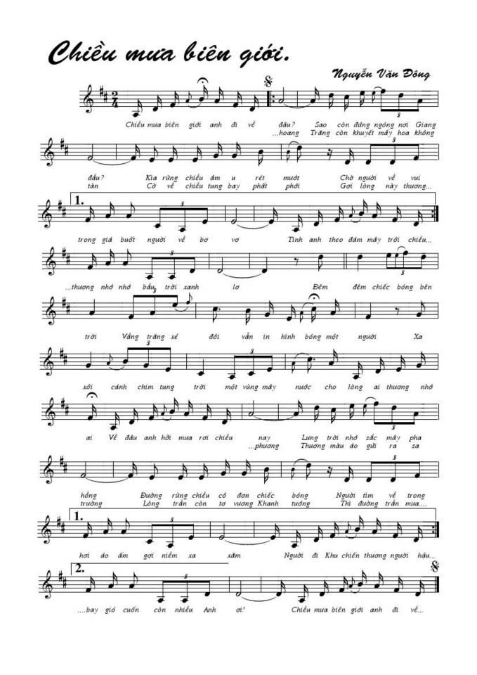 Chiều mưa biên giới sheet