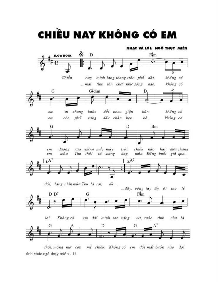 Chiều nay không có em sheet