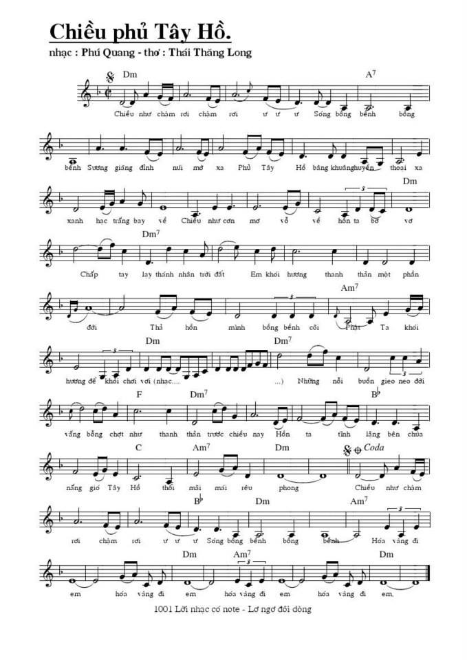 Chiều phủ tây hồ sheet