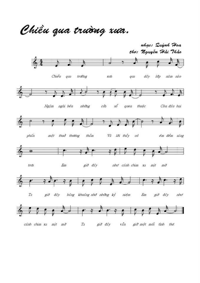 Chiều qua trường xưa sheet