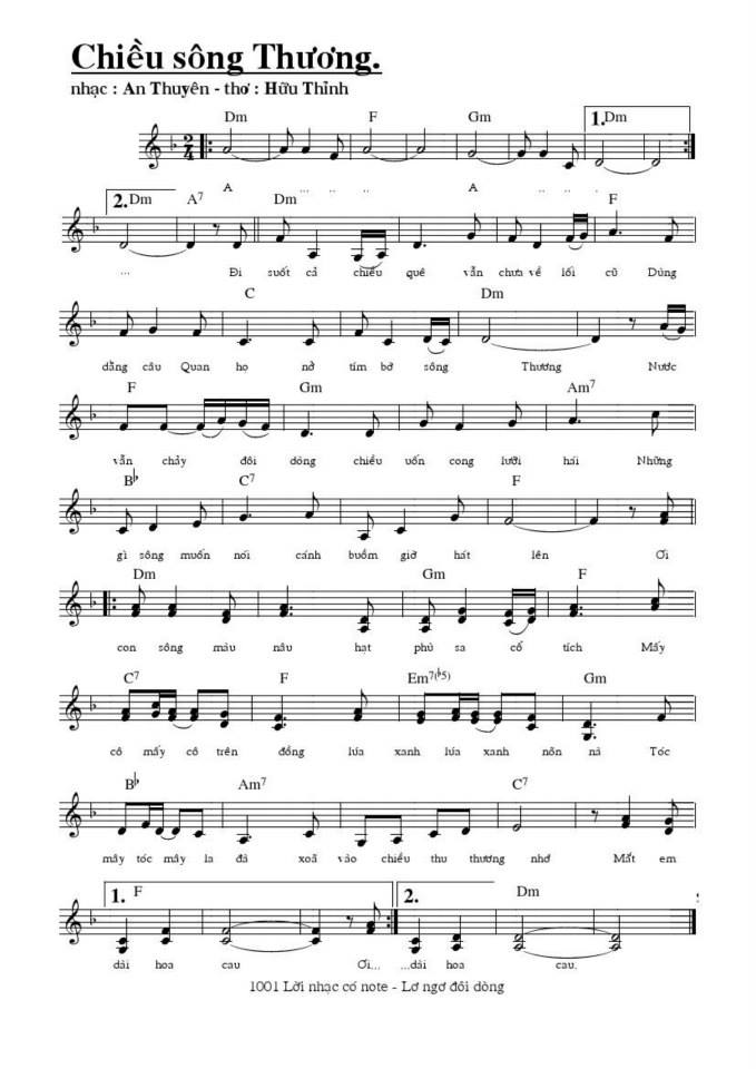 Chiều sông thương sheet