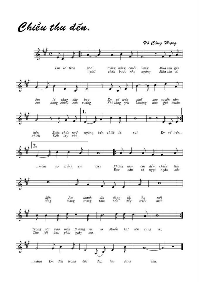 Chiều thu đến sheet